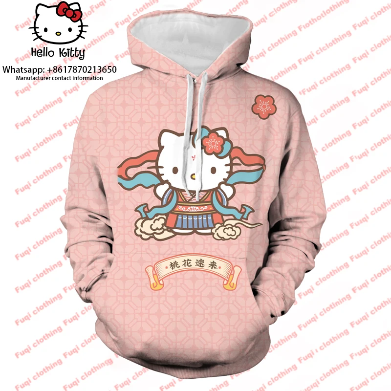 

Women's Hello Kitty Hoodie Japanese Cartoon Pattern Hello Kitty Hoodie Women's Spring 2023 Fashion Hoodie