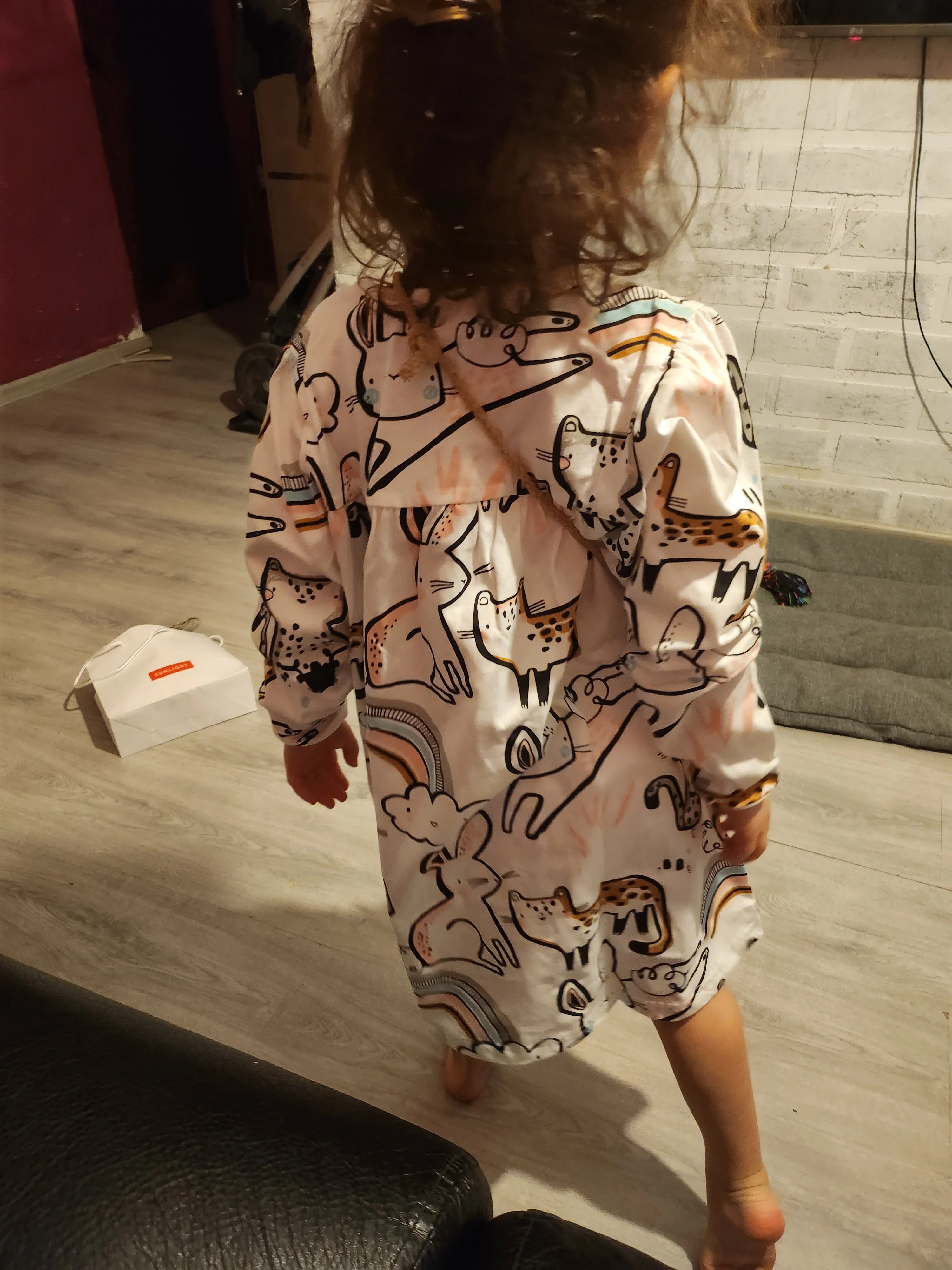 Girls Long Sleeve Animals and Rainbows Dress – 2-7 Years photo review