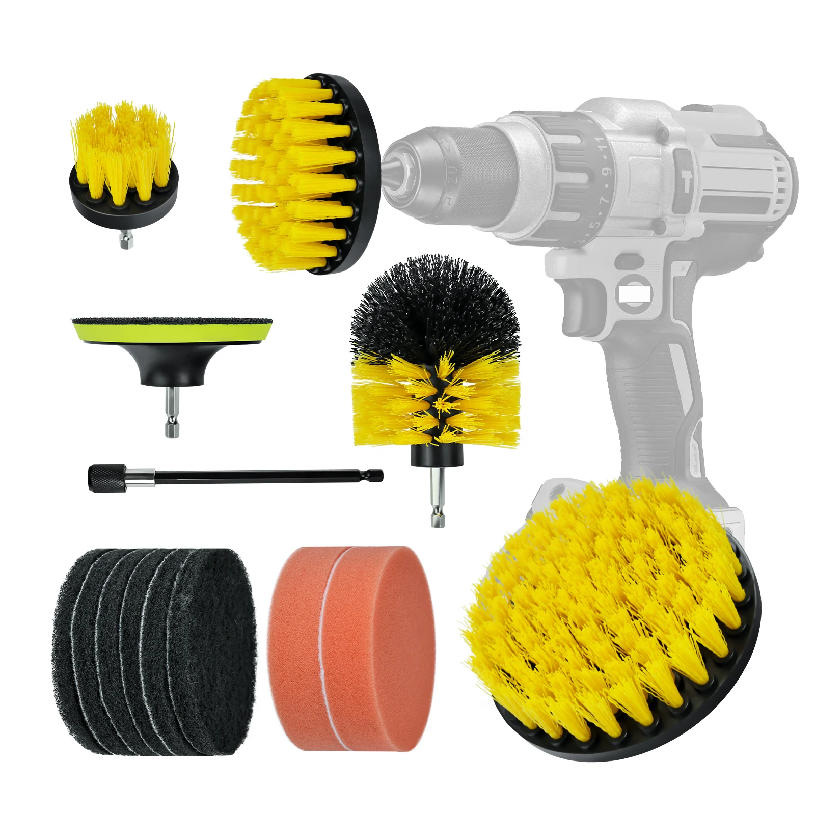 

14Pcs/Set Electric Drill Brush Kit Scrubber Brush For Carpet Glass Car Kitchen Bathroom Multifunction Cleaning Tools