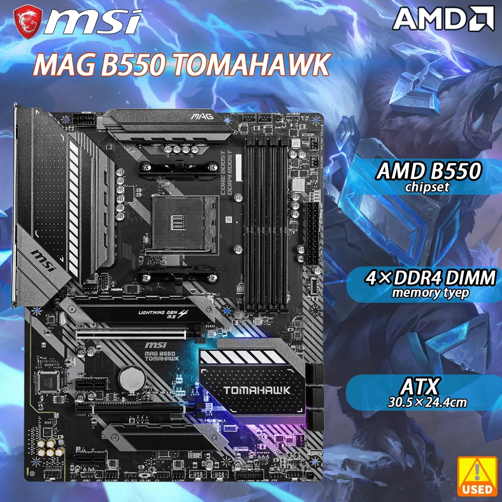 MSI MAG B550 TOMAHAWK Desktop Motherboard - AMD B550 Chipset - Socket AM4 -  ATX - B550TMHWK - Motherboards 