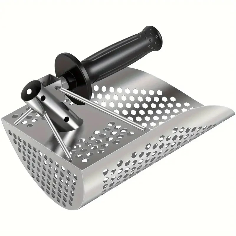 304 Stainless Steel Beach Sand Scoop with Handle for Metal Detecting, Fast Sifting Treasure Hunting Shovel Detector Tool