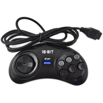 Controller Gamepad nero per Sega Mega Drive 9 Pin Six pulsanti Gamepad per console per videogiochi Sega 16 bit