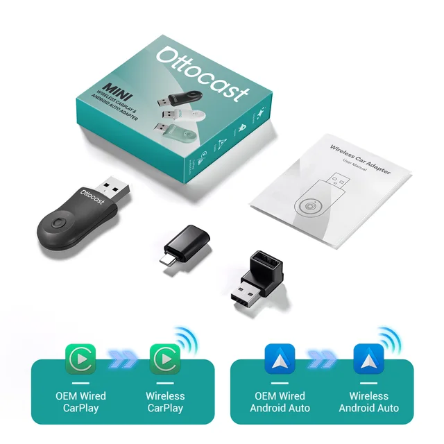 OTTOCAST Wireless CarPlay Adapter Mirror Touch Stick Screen Cast