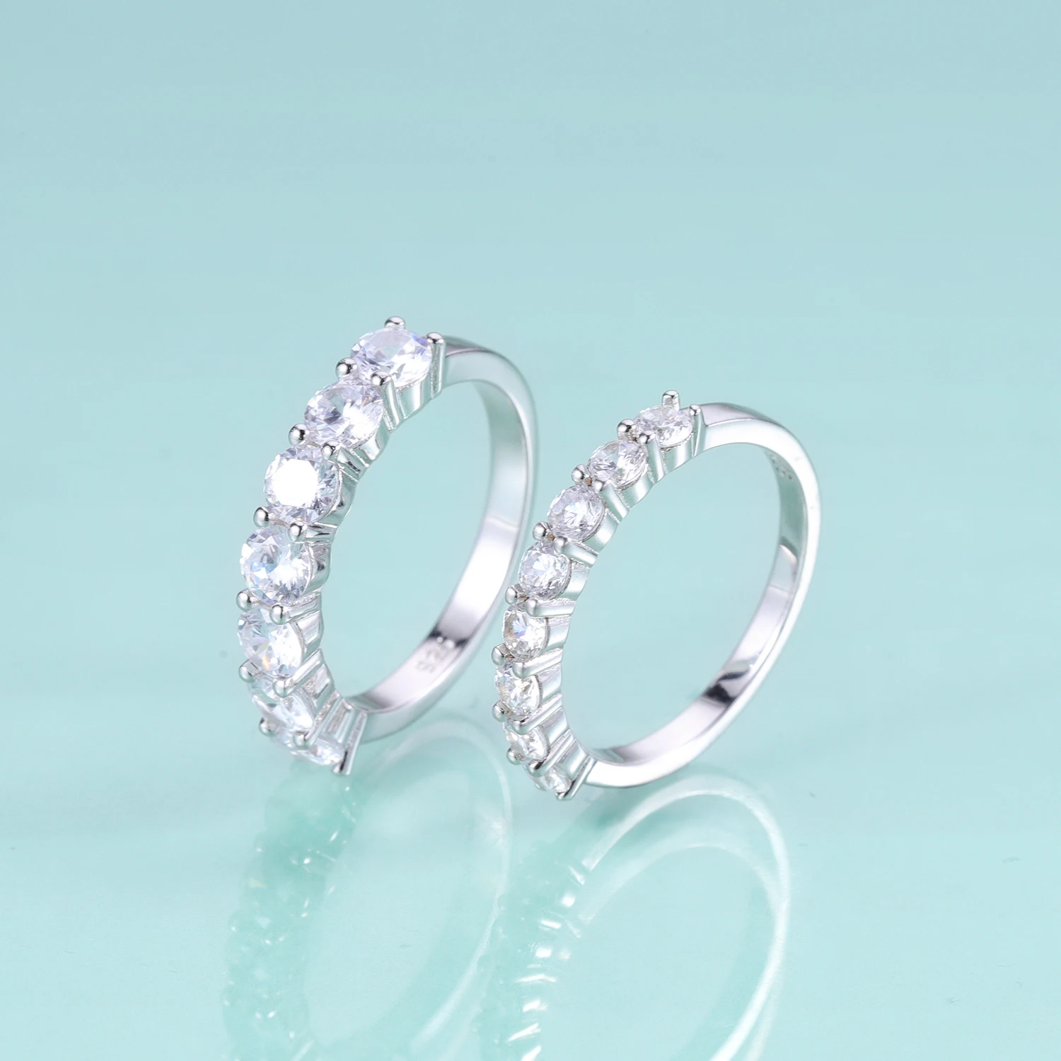 Gem's Beauty 925 Sterling Silver Zircon Eternity Ring Romantic Wedding