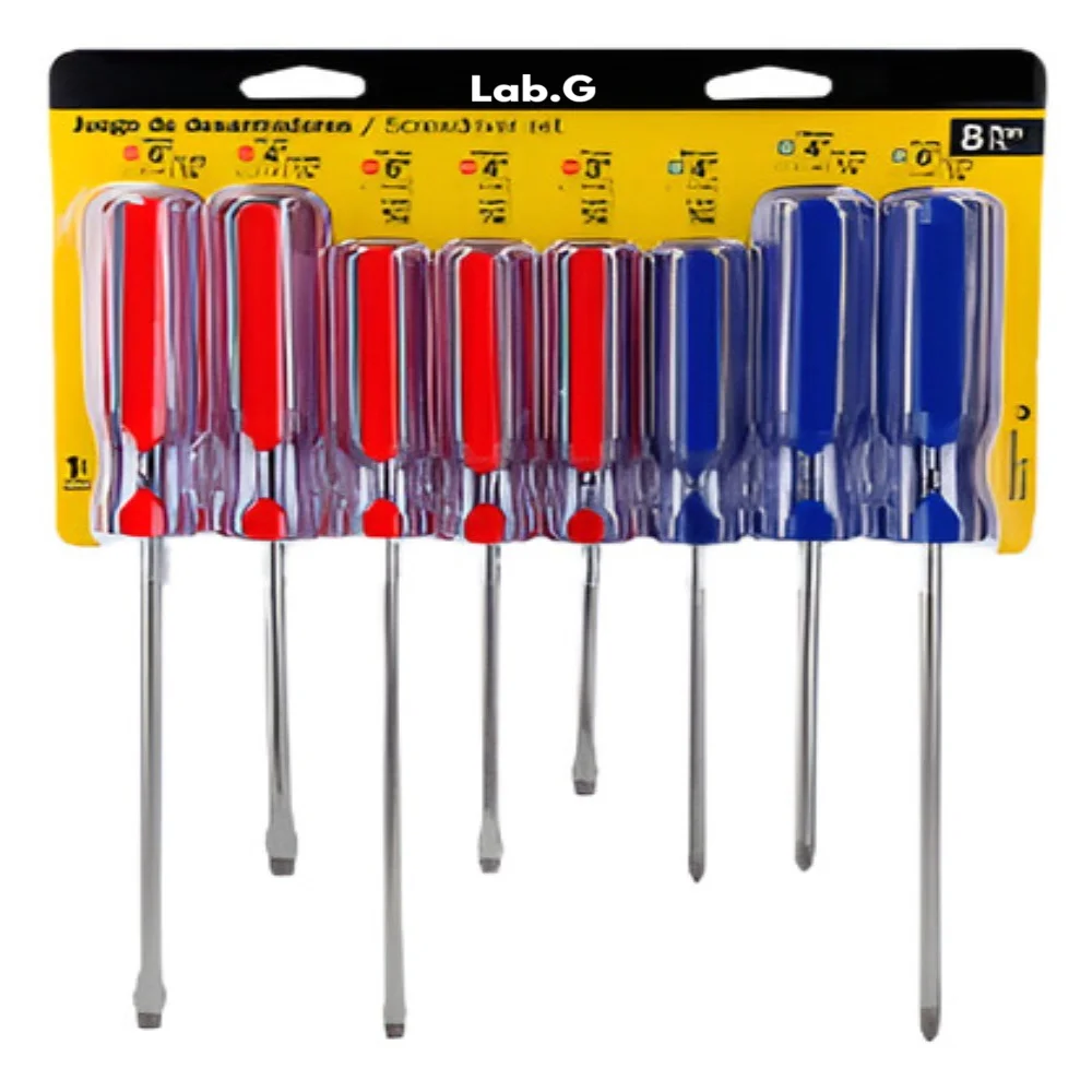 Juego De Desarmadores Cruz Y Plano 8 Piezas Punta Magnetizada Lab.G