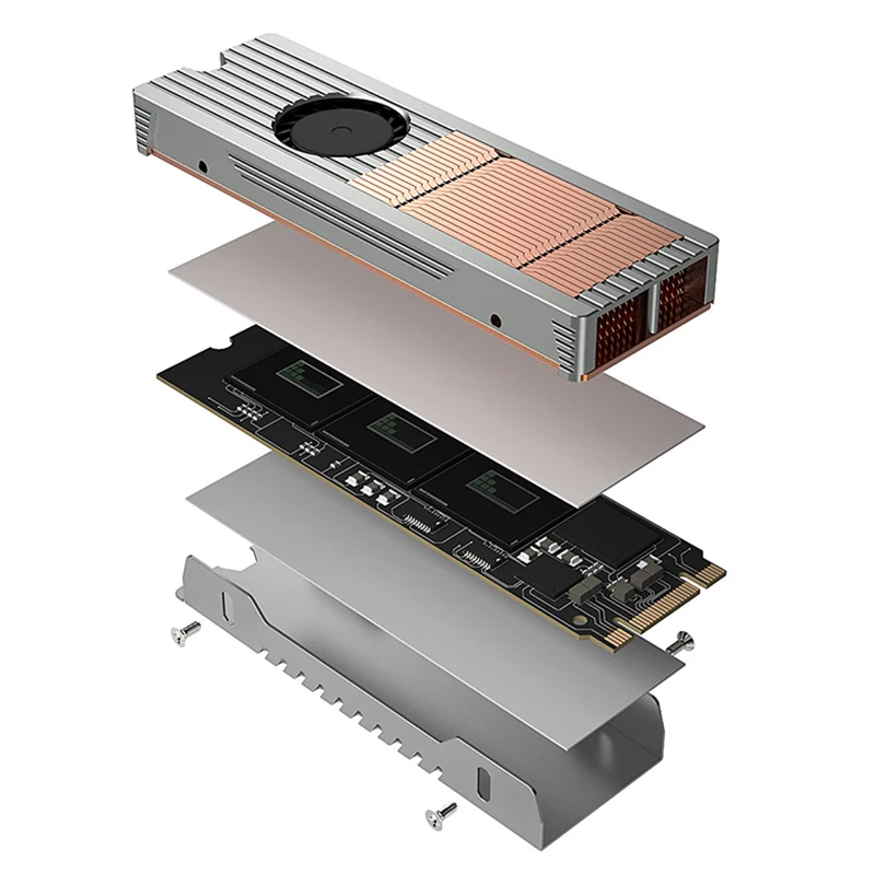 Dissipatore Di Calore In Rame Per SSD M.2 2280 NVMe – Watris Veiyi Con Cuscinetti Termici E Kit Di Montaggio - 3