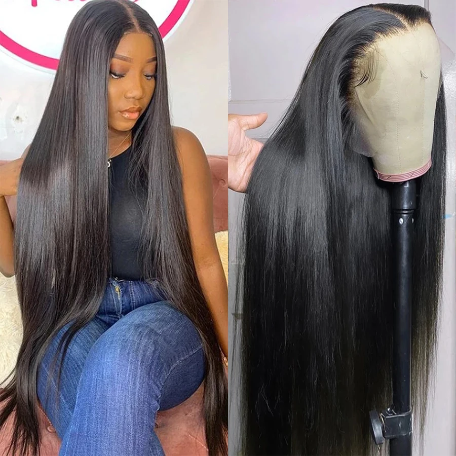 30 Inch 13x4 Straight Lace Front Wig Pre Plucked HD Transparent Lace Wigs 13x1 T Part Lace Frontal Wig Human Hair Wigs 250%