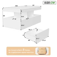 Table basse brillante avec éclairage LED RVB, table basse moderne avec 2 tiroirs, table d'appoint avec espace de rangement, 104 x 46 x 53 cm 2