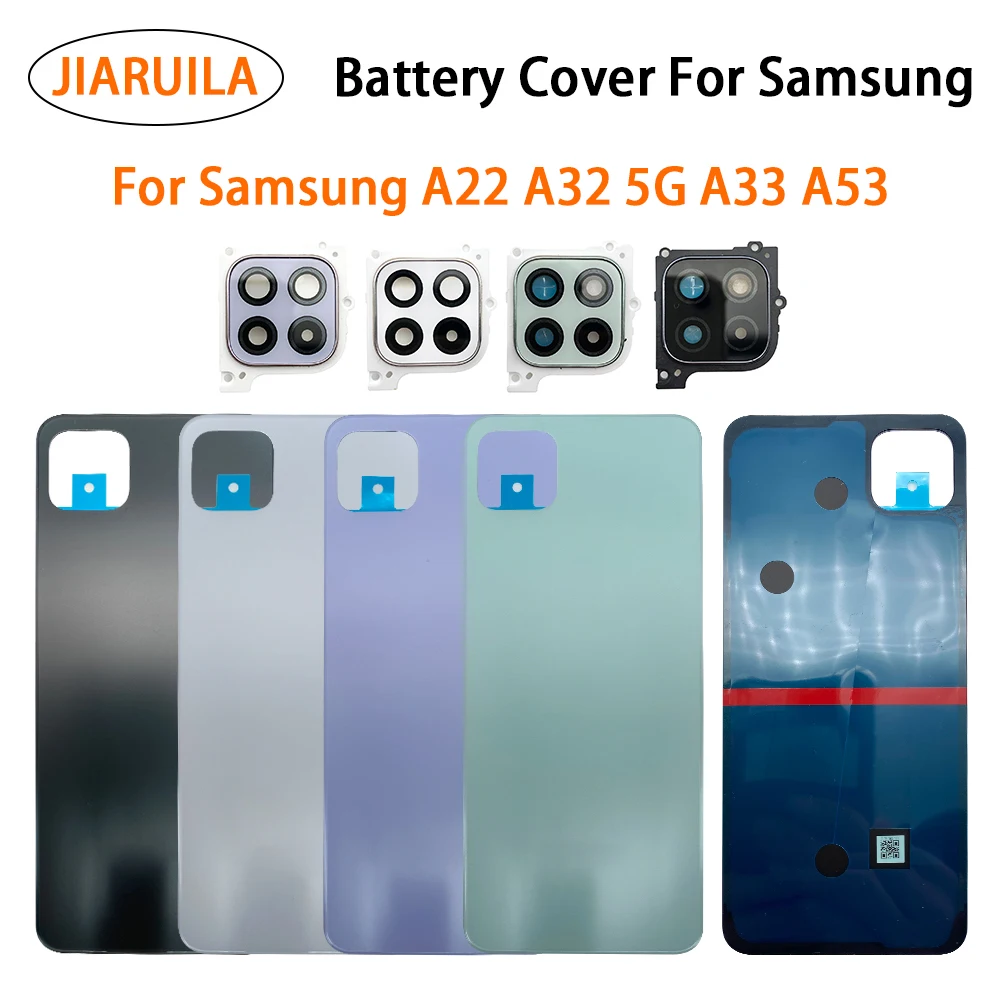 

Back Glass For Samsung A22 A32 5G A33 A53 Battery Cover Rear Door Housing Case with Camera Lens Battery Cover