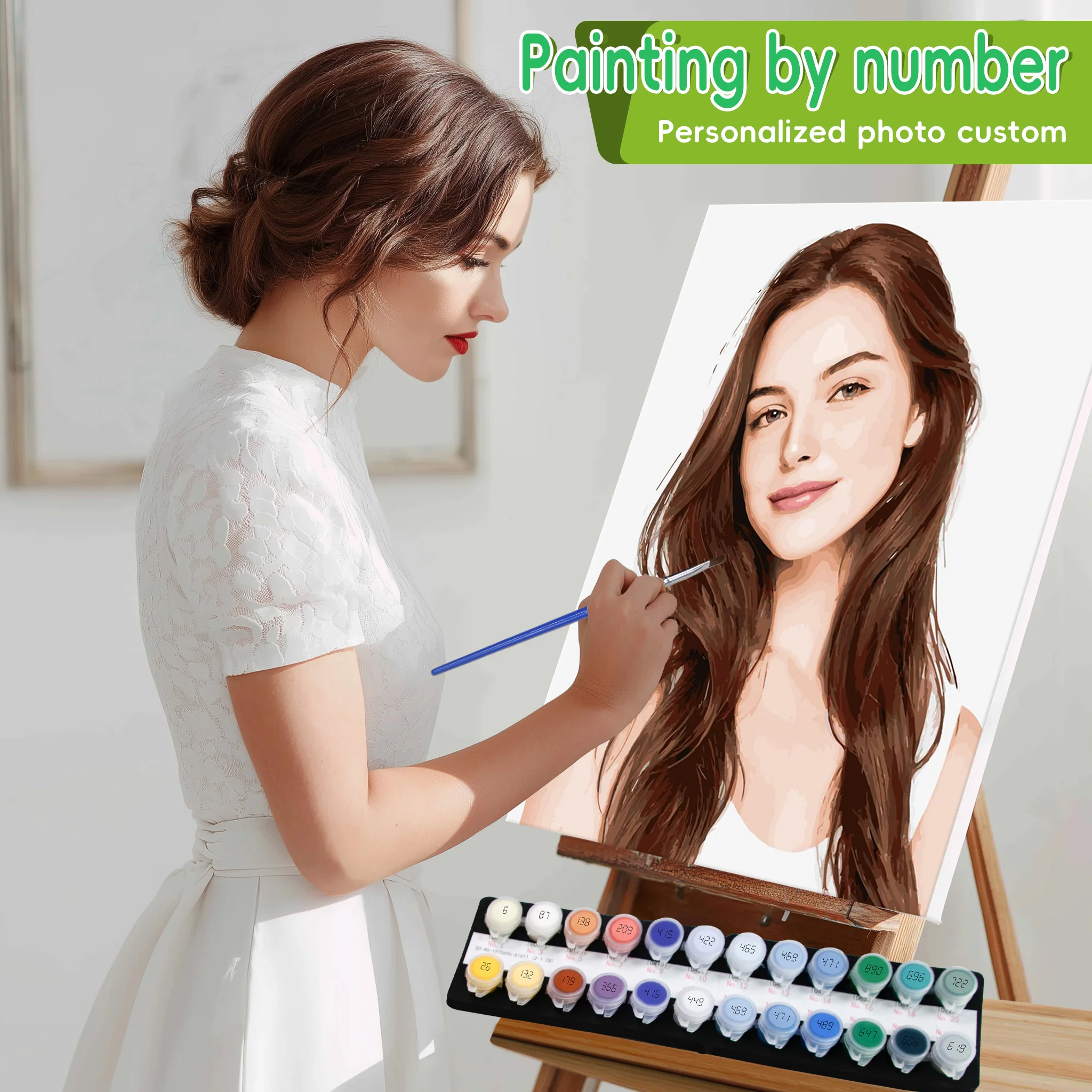 Painting By Numbers Customed DIY Acrylic Paint Picture Canvas Portrait Family Children Photo Christmas gifts