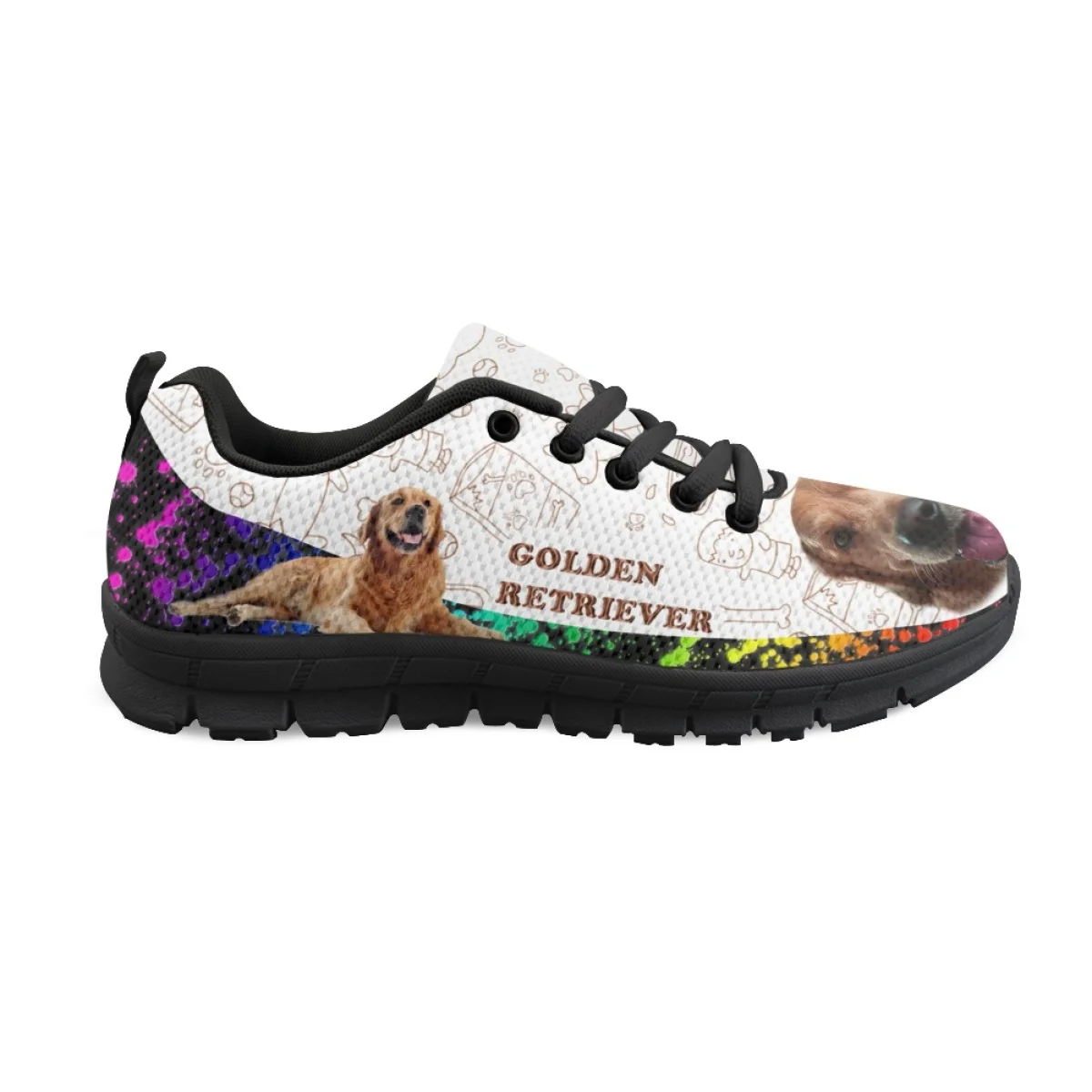 INSTANTARTS Brand Design Women's Casual Sneakers Golden Retriever Print Ladies Non-Slip Running Shoes Lightweight Flat Shoes Hot