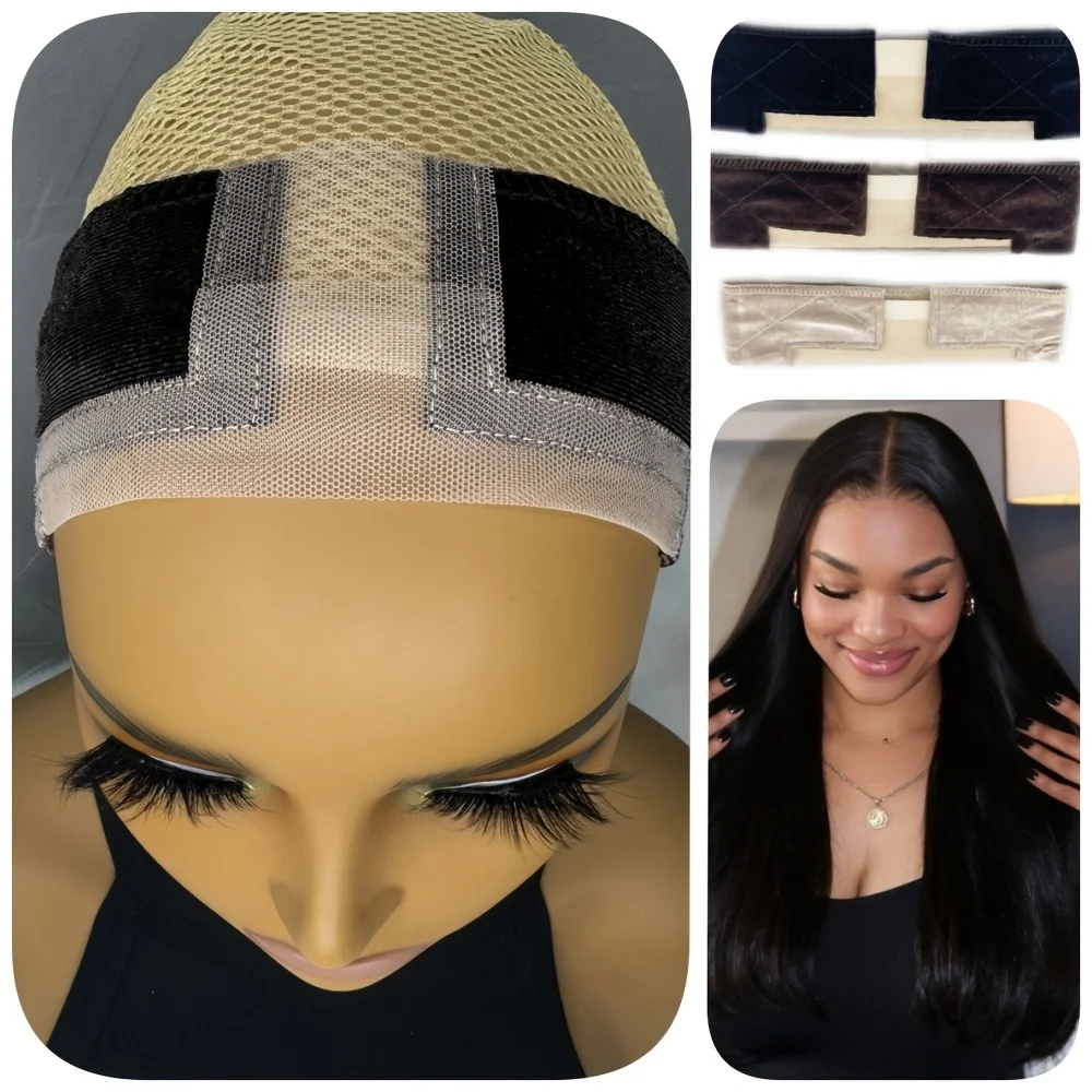 T-Type 3-Pack-Non-Slip Adjustable Wig Headband, Lace by HAIRLINE, Secure Velvet Headband, Easy to Wear and Remove MSHL-025