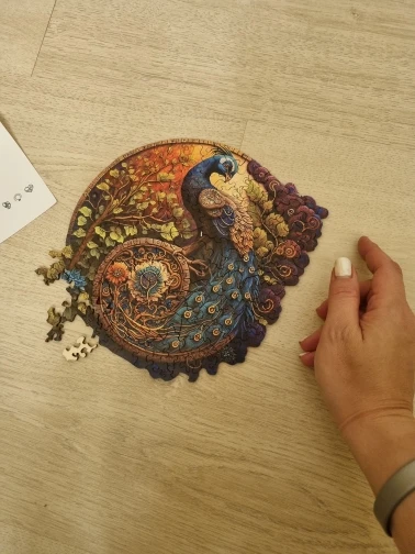 Peacock Yin Yang - Wooden Jigsaw Puzzle
