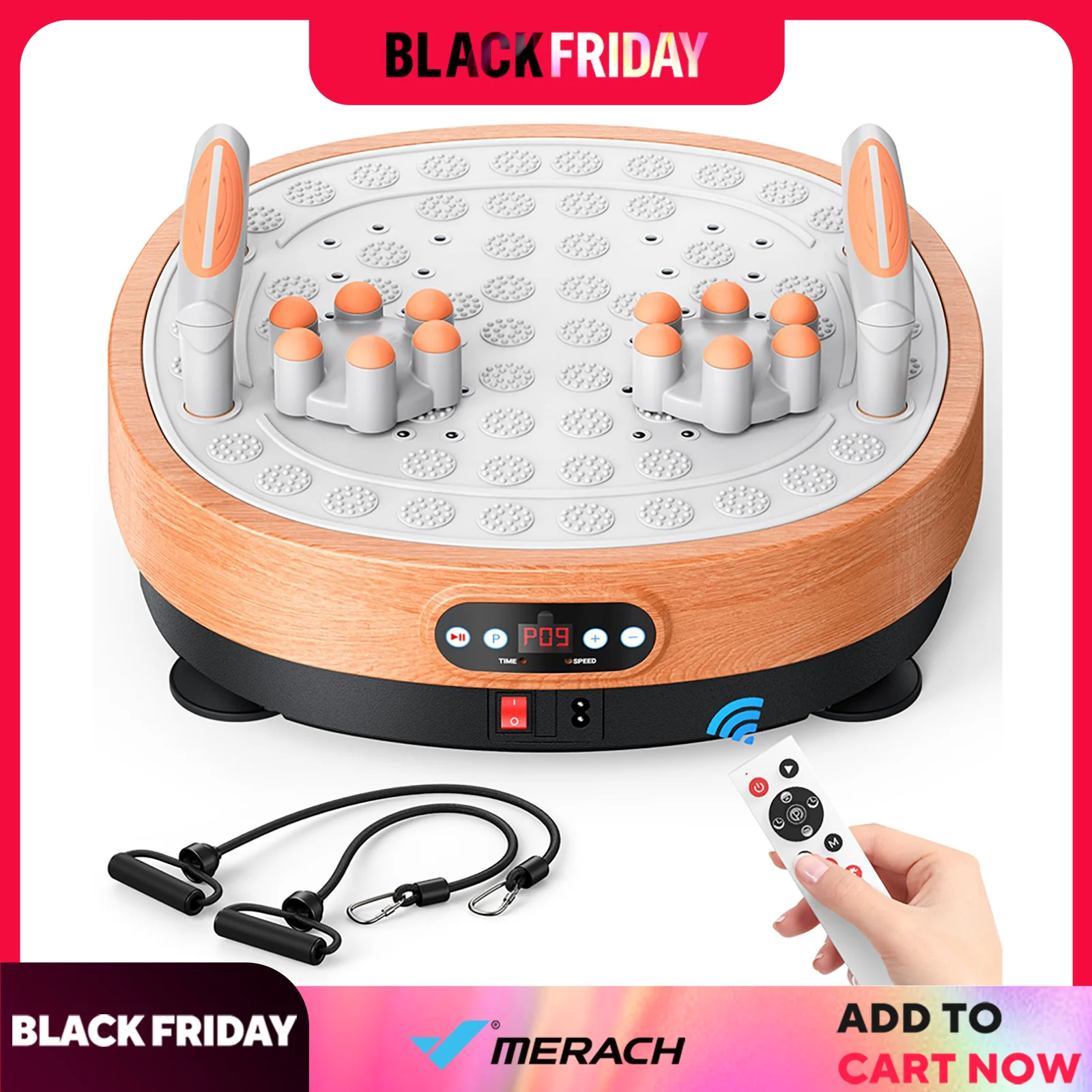 MERACH Vibration Plate Exercise Machine Vibration Plate Lymphatic Drainage Massager Whole Body Helps Weight Loss