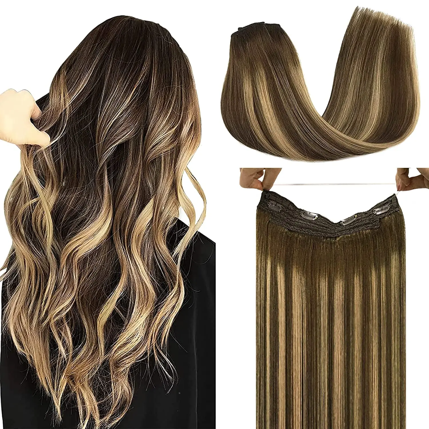 Wire Hair Extension Ombre Wire Real Human Hair Extensions