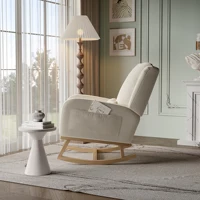 Кресло-качалка Anajqaqia, мягкое кресло, удобное кресло для отдыха с подушкой, для гостиной, льняной/флис Тедди — изображение 3