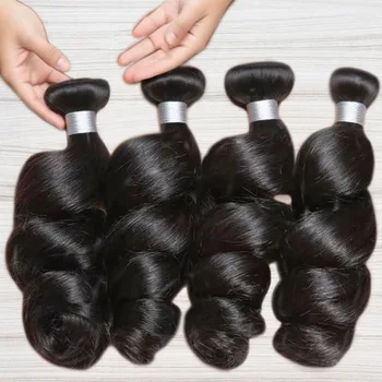 12 A Loose Wave Human Hair Bundle Peruvian Raw Virgin Hair 30 32 Inch Loose Deep Wave 3/4 Pcs Bundles Weave Hair Extensions 1