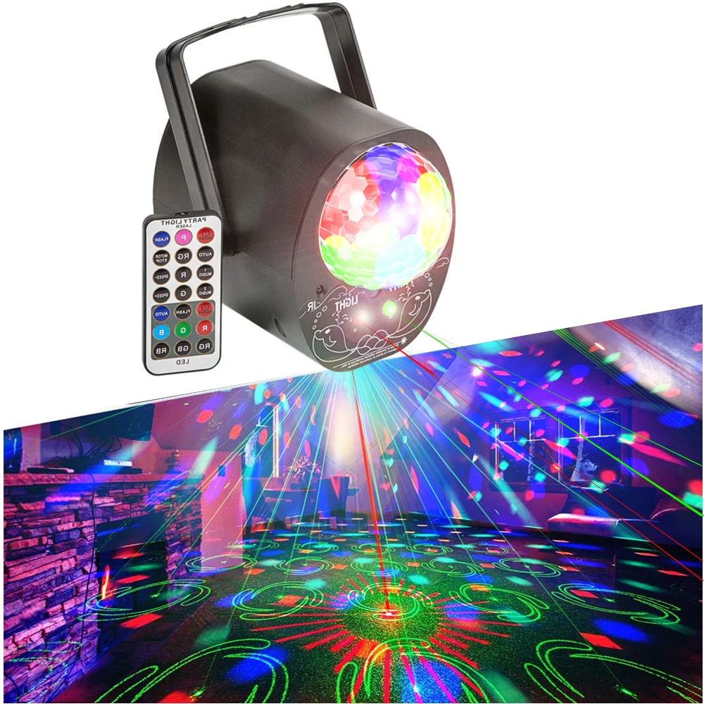 Dj Party Light Disco Ball Light Proiettore Laser Light Sound Control Birthday Bar Club Christmas Halloween Wedding Home Decoratio