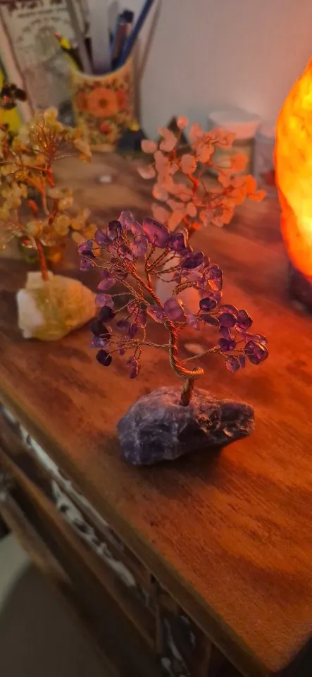 Arbre de Vie en Améthyste - Base en Pierre Brute