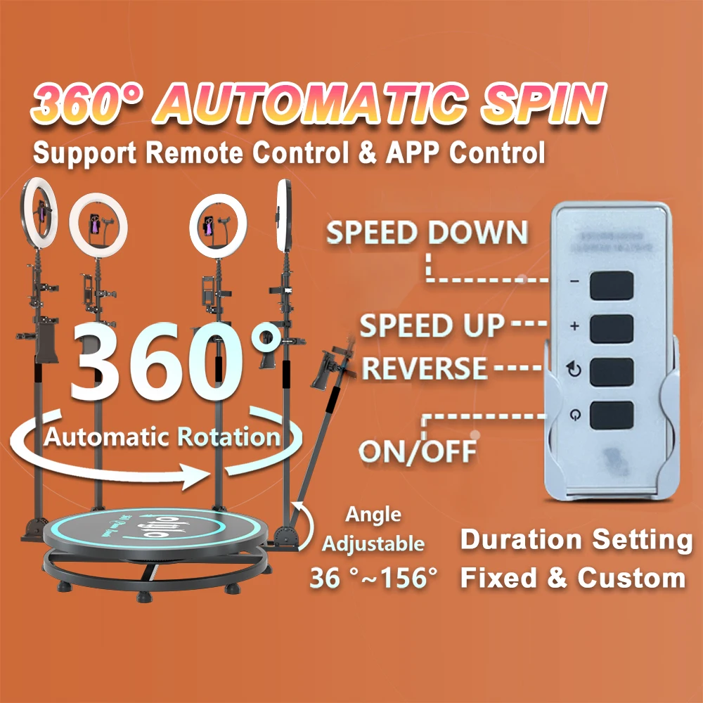 60cm-115cm 360 Photo Booth Automatic Machine Video Slow Motion Auto Rotating Photobooth 360 With Case for Parties and Weddings