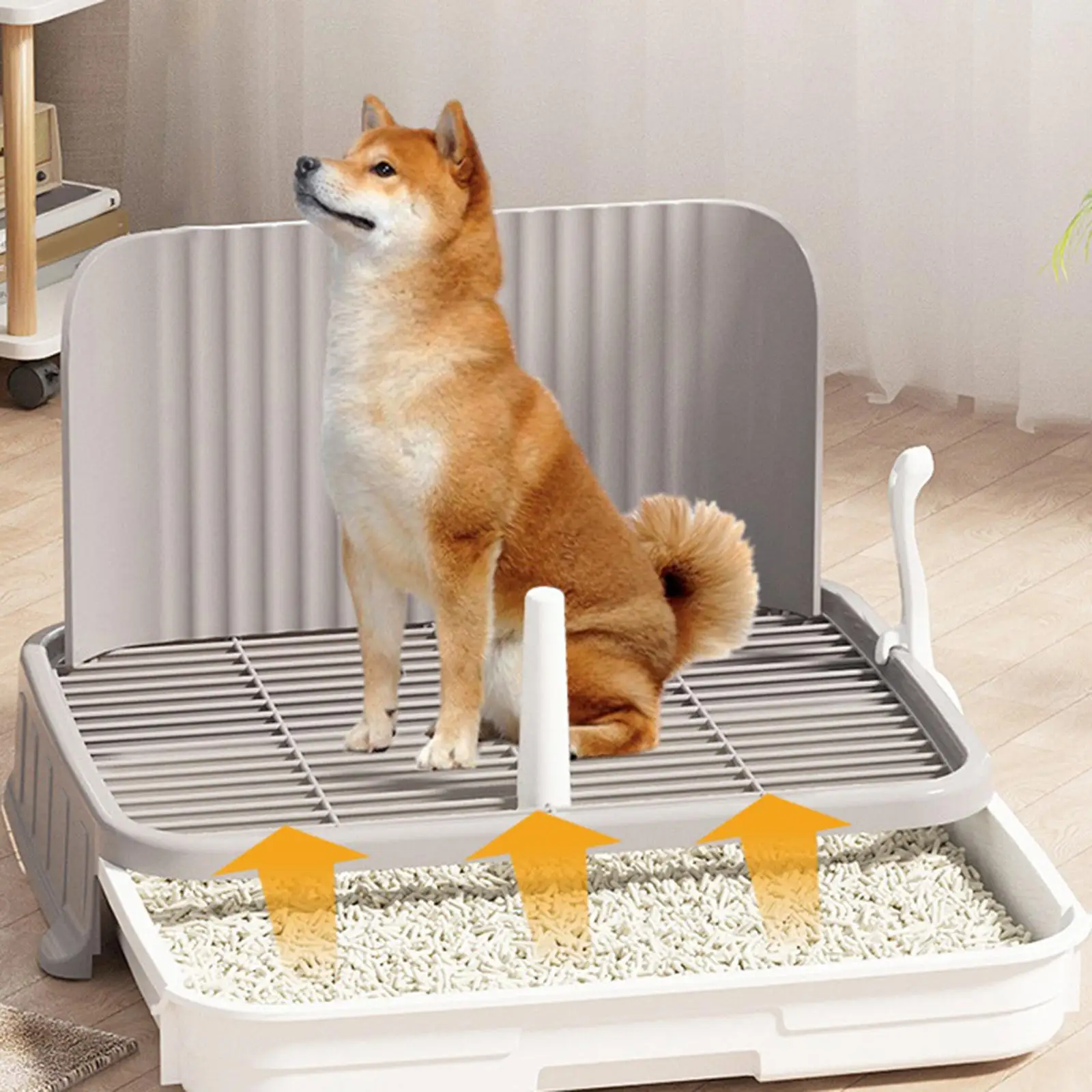 Indoor Dog Potty Tray Toilet with Scoop Removable Post Sturdy Pee Pad Holder Puppy Training Toilet pet training toilet
