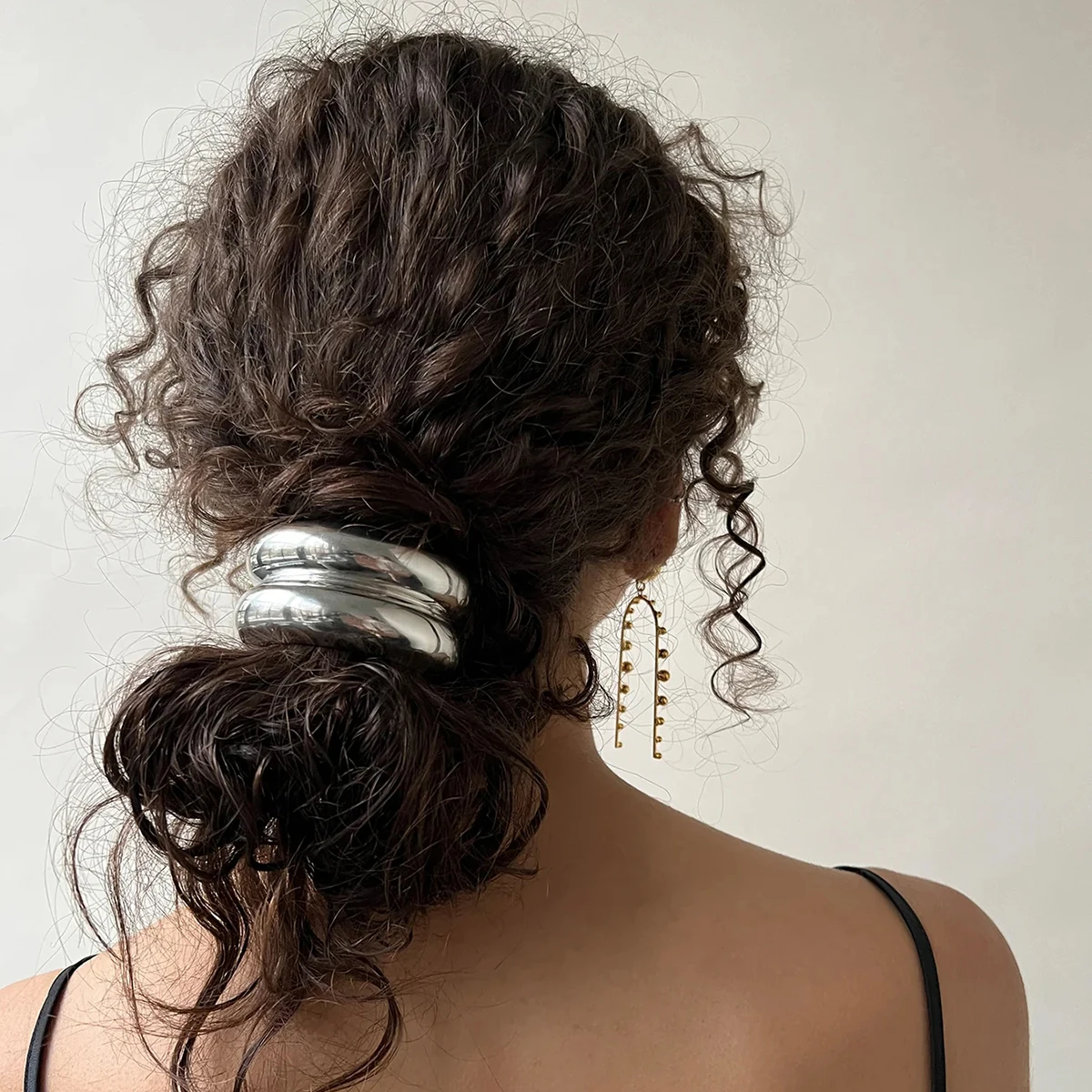 Hair Accessories Uworld Stainless Steel Fashion Hammered Arch Pony in Rhodium Hairband Ponytail Hair Pin Headwear Vintage Jewelry Accessories