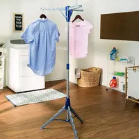 Tripod Clothes Drying Rack, blue, foldable design, ideal for air drying or storage. 2