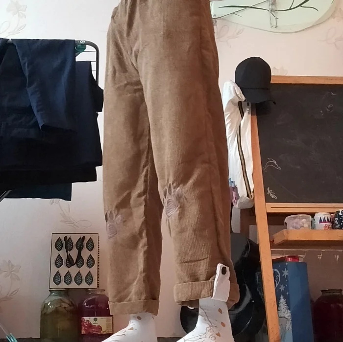 Pantalon large en velours côtelé Kawaii