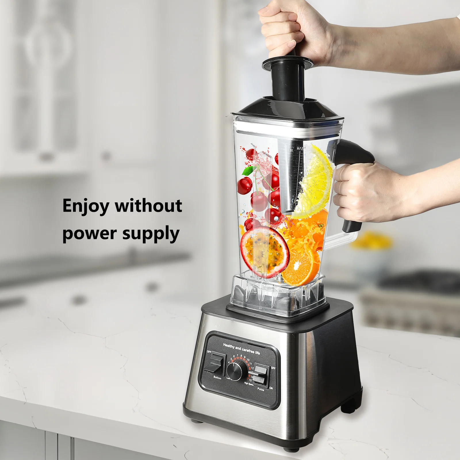 6000 W 2 IN 1 Mixer Mixer Entsafter Smoothie Maker Tischmixer 2L + 0,5L Behälter Küchenmaschine Mixer Mixer für Eis Nuss Obst – Detail 2