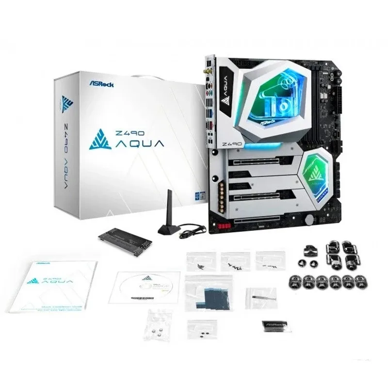 

NEW For ASRock Z490 AQUA Original Desktop For Intel Z490 DDR4 Motherboard LGA 1200 i7/i5/i3 M.2 boar Mainboard