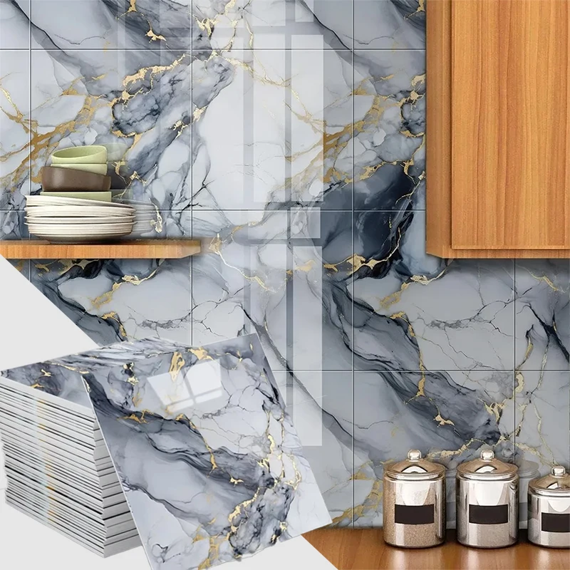 วอลเปเปอร์ติดผนังแบบลอกและติด  สติ๊กเกอร์ติดผนังกันน้ำสำหรับตกแต่งผนังห้องน้ำ ห้องนั่งเล่น ห้องครัว 1