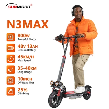 SUNNIGOO EScooter Per Adulti E-Scooter Pneumatico Da 10 Pollici 800W Motore 48V13AH Batteria Città Pieghevole Scooter Elettrico Con Sedile Rimovibile