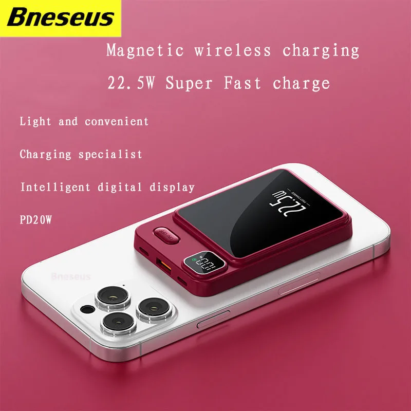 

Magnetic Wireless Charger 10000mAh Power Bank 22.5W Fast Charging for iPhone Huawei Samsung Macsafe Auxiliary Battery Pack