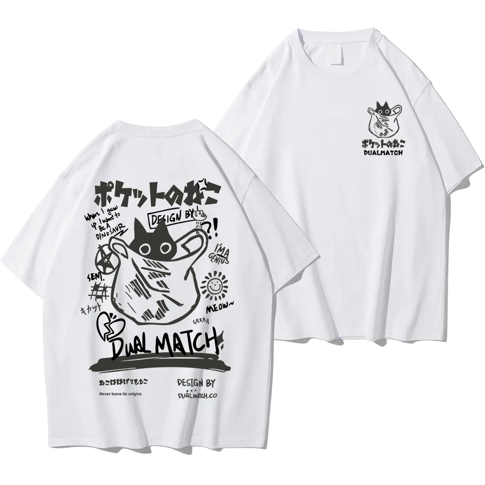 Maglietta Y2K Gatto Kawaii Per Donna - T-shirt Oversize In Cotone, Stile Harajuku Streetwear