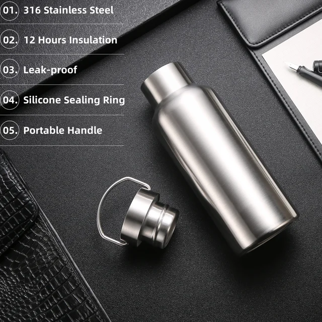 Stainless Steel Thermos Water Bottle Leak-proof Double Wall Large Capacity Wide Mouth Sports Water Bottles For Cycling 6