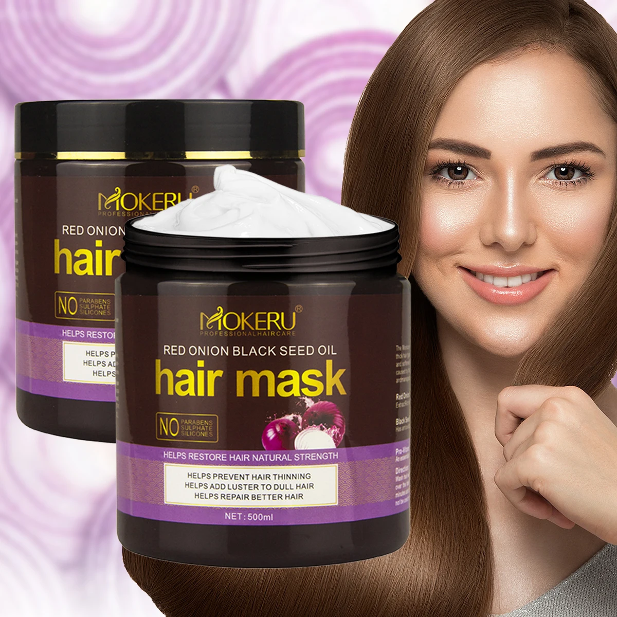 Mokeru Red onion Hair Mask Daily care at home Hair mask for Women Nourishes the ends repairs damaged hair curly hair products500