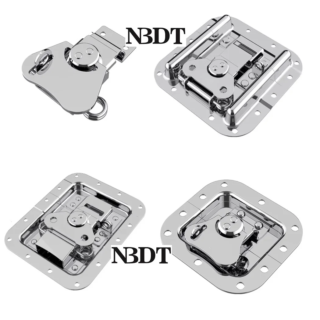 4Pcs Steel Chrome Butterfly Twist Latch With Lock Hole For Road Flight Audio Case Tool Box Recessed Mount