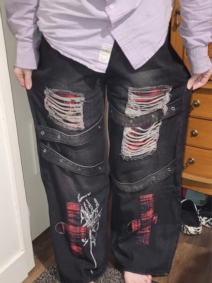 Ripped Black Pants - Y2K Aesthetic photo review