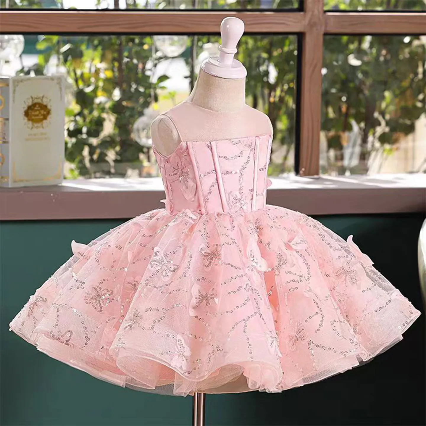 dreamy birthday dress Handmade 3D Floral White Princess Dreamy Birthday Dress J832 White / child-12