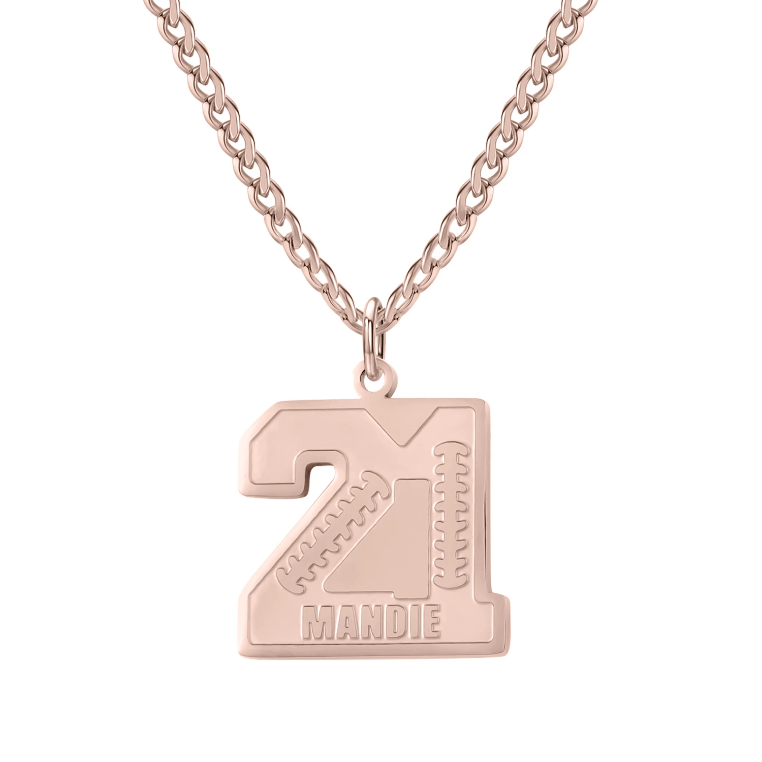Football Double Digit Number & Name Necklace 10K Yellow Gold 22