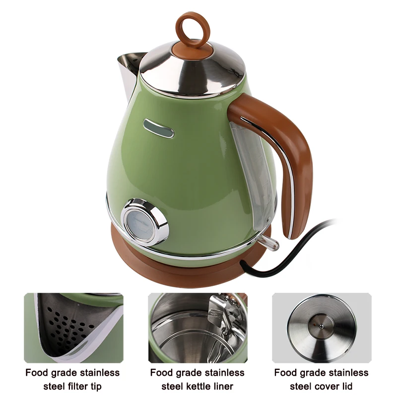 automatic power off retro electric kettle temperature meter stainless steel hot water boiler heating tea pot thermometer heater Automatic Power Off Retro Electric Kettle Temperature Meter Stainless Steel Hot Water Boiler Heating Tea Pot Thermometer Heater 4