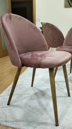 chaises de salle à manger vieux rose en velours