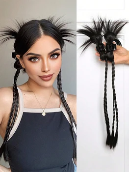 2Pcs/Set Wig Hair Synthetic Claw Clips Ponytail Hair Accessories For Women Daily Use Novelty Synthetic Braid Ponytail Extensions