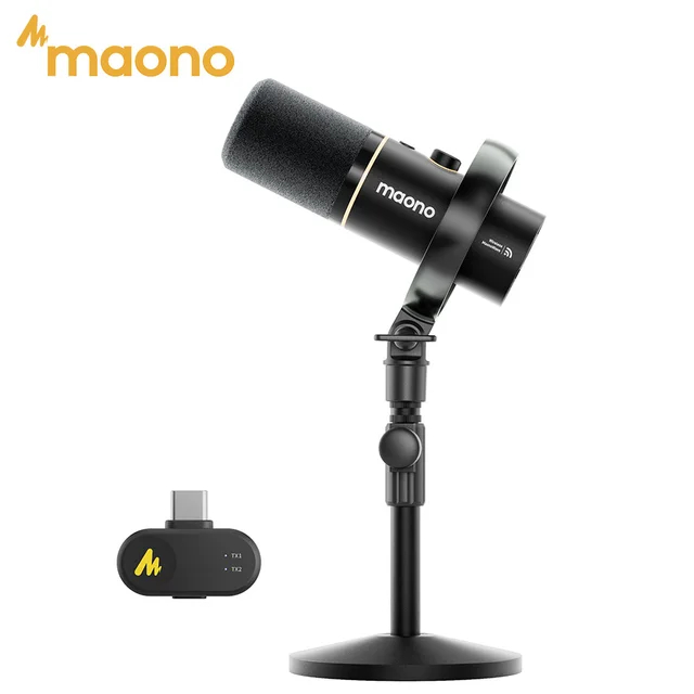 Micrófono inalámbrico MAONO PD200W USB y XLR para podcast