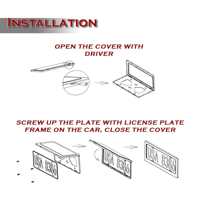 1PCS W-Power Front or Rear Black Real Carbon Fiber License Plate Frame With Bracket 4