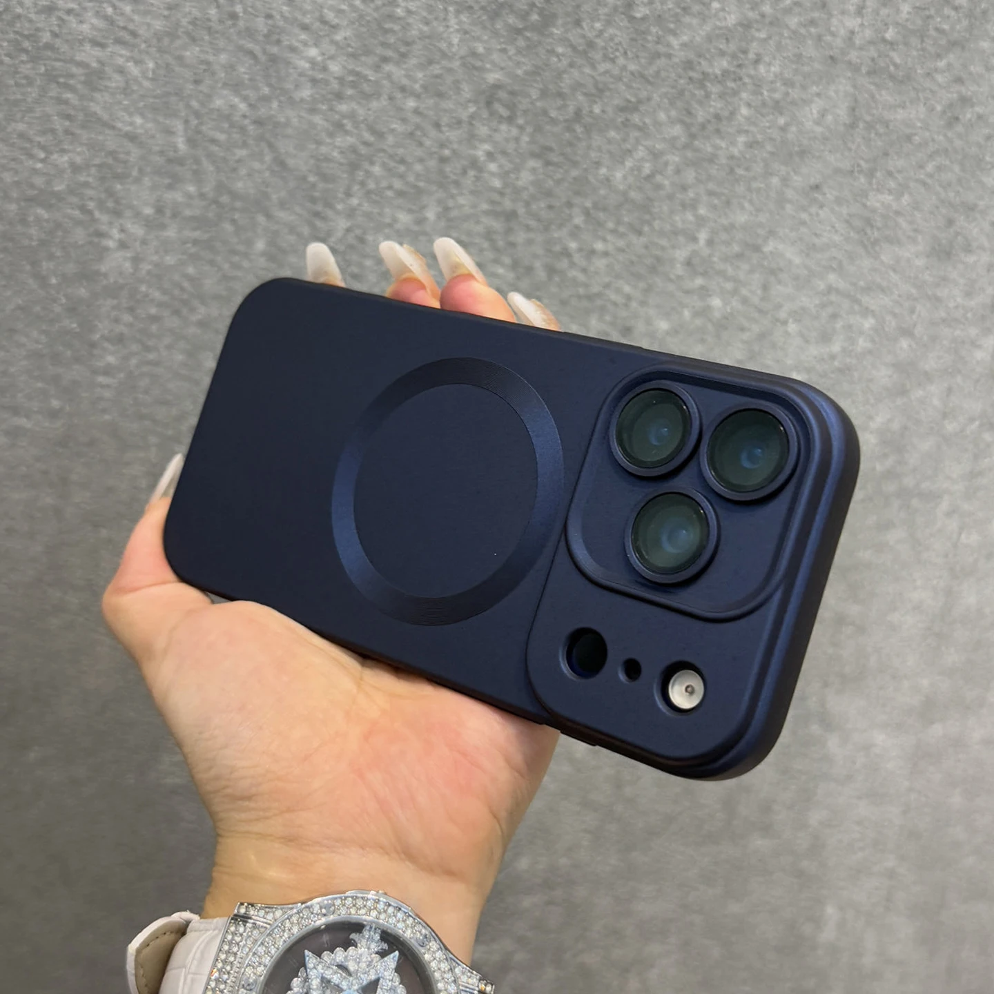 Luxury Matte Metallic Sheen Magnetic Phone Case with Lens Protector and Shockproof Cover