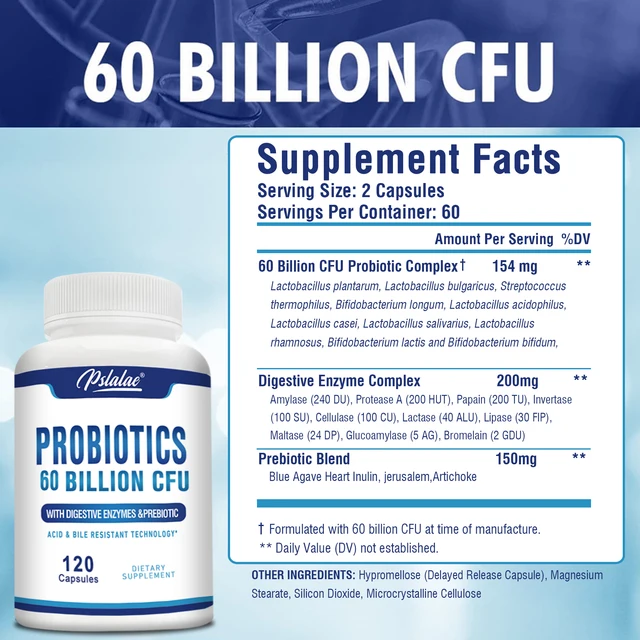 7619-37980e.jpg Probiotics - Help with Intestinal Health, Nutrient Digestion, Weight Management, Bloating Relief, Calorie Control - 120 Capsules