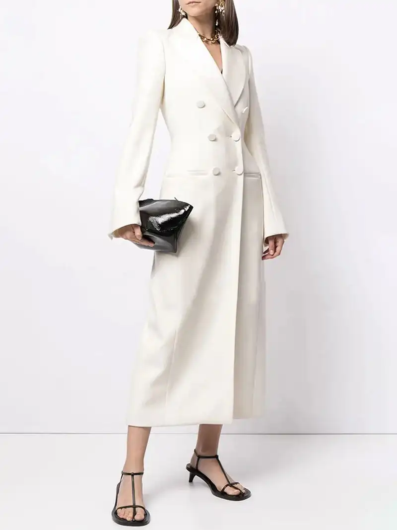 Victoria | Tailored Double-Breasted Suit Set with Long Blazer - Lumina