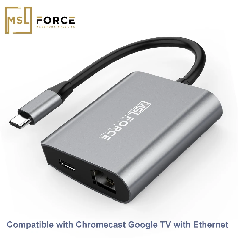 Zexmte-adaptador Ethernet para Chromecast, 4K, Google TV, USB tipo