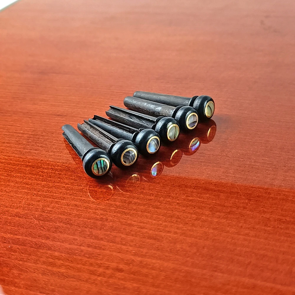 6-Piece Real Bone Guitar Bridge Pins – High-Quality Acoustic Guitar Pins With Eyelet, Fits Martin, Taylor, Gibson & More